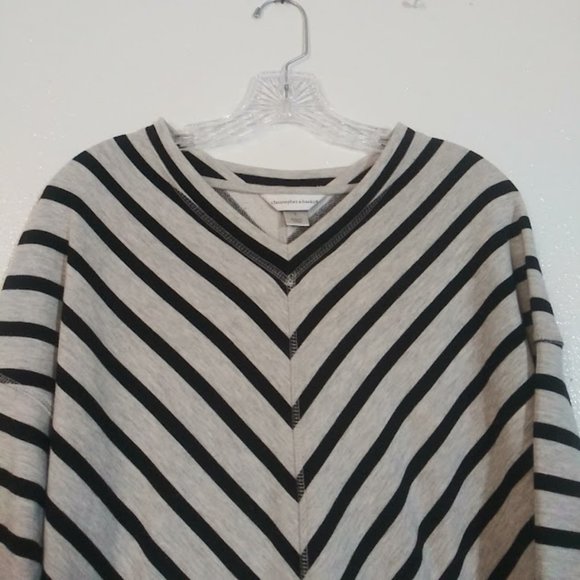 Christopher & Banks women's size S gray and black diagonal striped sweater - Picture 2 of 13